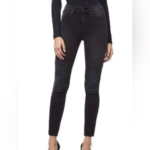 NWT Good American Black Good Waist Skinny Moto Jeans size 14